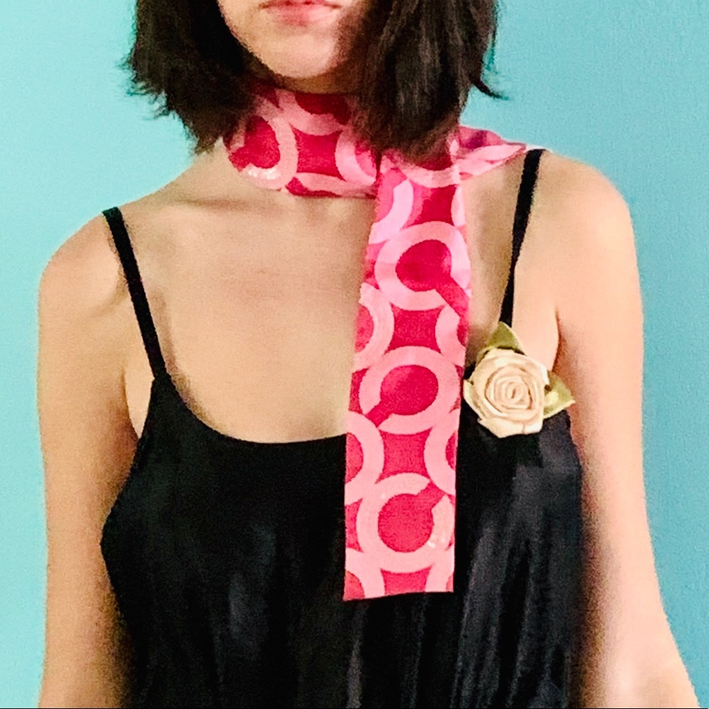 Coach pink C sparkle scarf